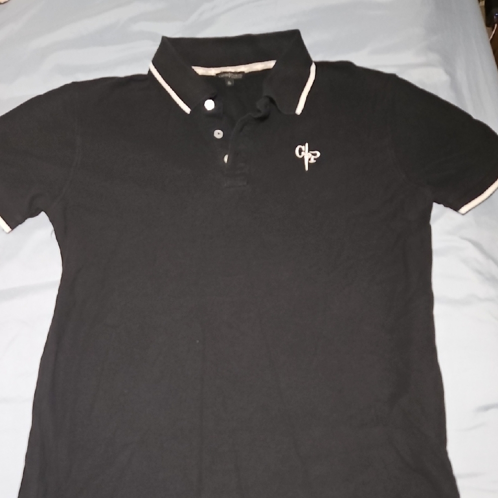 Cesare Paciotti Black Polo with White Accents